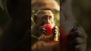 ASMR Monkey Eating a Juicy Apple &mdash; Relaxing Sounds 🐒🍏