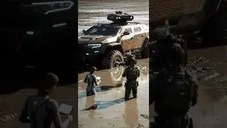 Futuristic Military Vehicle Stuck in Desert Mud | High-Tech Rescue Operation. #MilitaryTech