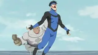 Invincible getting beaten up by Viltrumites