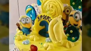 Безе бананы / Украшаю торт с миньонами топперами