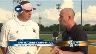 Prentice Elliott talks with Knoxville Catholic Steve Matthews