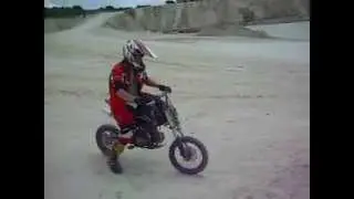 Chris the amazing pull away on a demon x pit bike 110
