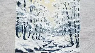 ❄Дерево, акрил18*18#живопись#люблюприроду#drawtogether#beautiful#winter#snow#forest