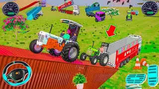 🚜 2 Tractors Climbing Ramp onto Truck 🛻 | Powerful Loading Scene | Realistic Game Gameplay