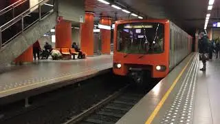 Metro line 2 arrives at Brussels-South metro station in Brussels