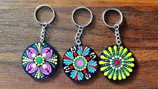 Handmade dot mandala keychains | Dot mandala for beginners | Handmade keychains