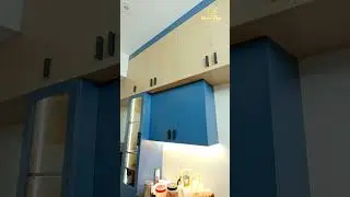 Modern Kitchen Interior Design | Navy Blue & Wood Finish Cabinets Kitchen I #homedesign #kitchen