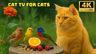 Cat TV for Cats to Watch 🌤️ Birds Singing and Squirrels Foraging in the Fresh Morning Forest 4K