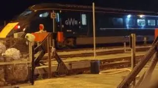 GWR800302 IET  train parked for the night at Longrock depot near Penzance Cornwall UK.