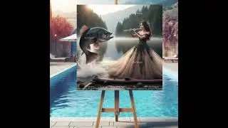Musik - Dame, Fl&ouml;te und Fisch von Klaus Zirngibl #klauszirngibl #art #kunst
