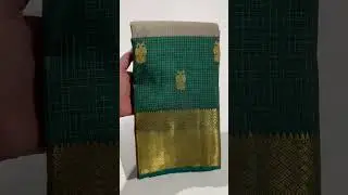 2 gram pure zari,Kanchipuram handloom Vaira oosi silk saree,Grey and green color