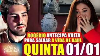 TRÊS GRAÇAS resumo capítulo 01/01/2026 Raul tenta salvar o filho com Joélly 