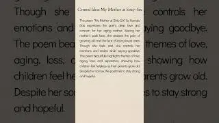 Class 12 Poetry: My Mother at Sixty-Six | Central Idea Explained in 60 Seconds! ⏳ #upboard #cbse