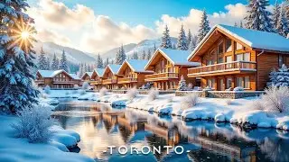 Enchanted Winter in Toronto Canada Area Beautiful Cozy Homes in Forest, Winter Ambience Snow sound.