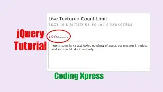 Text Character Count In Textarea jQuery | jQuery Tutorial | Coding Xpress