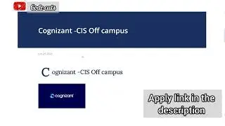 Cognizant -CIS Off campus|Any 3 years Graduation program|252,000 per Annum|Customer/Technical Supprt