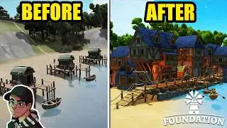 Building A Seaside Fishing Port In Foundation - Medieval City Builder | Ep. 12