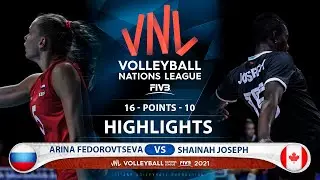 Arina  Fedorovtseva vs Shainah Joseph | Russia vs Canada | VNL 2021 (HD)