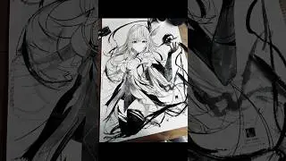Drawing Skirk with ink #art #howtodraw #fypシ゚viral #genshinimpact