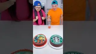 Starbucks cake vs The monkey cake ice cream challenge!🍨 #starbucks #funny by Ethan Funny Family