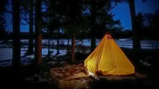 2 Nights Solo Winter Hot Tent Camping With My Dog  in Algonquin  Park (Mew Lake)
