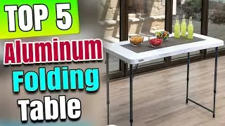 Best Aluminum Folding Table Heavy Duty Foot, Adjustable Height Lightweight Portable Camping Picnic T