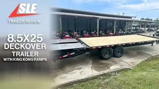 Overview of 8.5x25 IBeam Deckover Dovetail Trailer (2) 7K Axles King Kong Ramps | #trailer