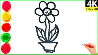 Flower Drawing easy || How to draw Flower Pot 🌷 Flower Vase Drawing Easy 🌺 Pencil / Swar santosh art