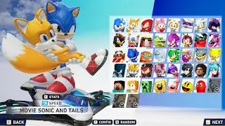 Movie Sonic is holding Movie Tails his hands in Sonic Racing Crossworlds!