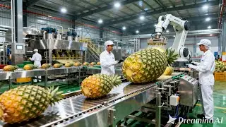 Pineapple Processing Plant | How Pineapples Are Peeled, Cut & Dried