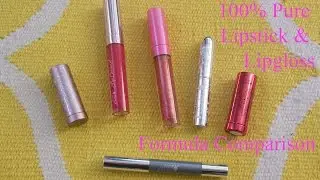 100% Pure Lipstick and Lipgloss Formula Comparison