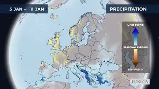 Monthly precipitation forecast for Europe 24/12/2025