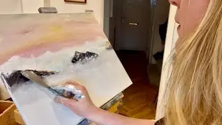 ASMR palette knife scraping & painting brush sounds.&rsquo;Mountains through the Clouds&rsquo; No talking ASMR