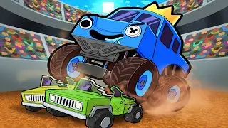 Justice kids tv red monster truck tow truck blue