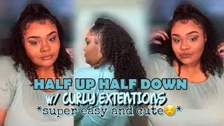 HALF UP HALF DOWN USING CURLY EXTENSIONS *very natural* | Naturally Lori