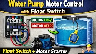 Water Pump Motor Control with Float Switch | Float Switch Connection with Motor Starter#electrician 