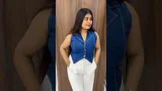 Denim westcoat Top blue crop top trendy under500 affordable stylish Top haul Flipkart fashionable