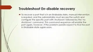 Lecture 06 - Troubleshoot Err-disable recovery