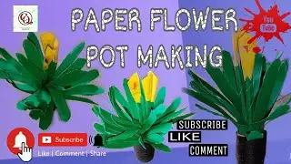 Paper Flower pot making || paper plant making || Artificially Paper grass ||Creative Queen