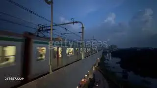 Dhaka Metro Rail Carrying Passengers &ndash; Urban Transportation in Dhaka City.
