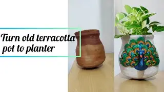 DIY peacock planter from old terracotta pot planter #claycraft #matki #terracotta