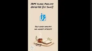 IBPS Clerk Prelims Self Given Analysis & Honest Attempts | 5th October '25 Shift-1 | #analysis #ibps