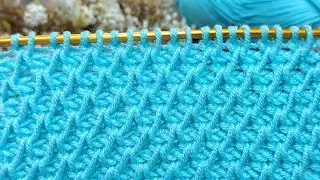 I love this color, continue to knit a wonderful Tunisian knitting pattern #crochet#knitting💙🌿💙🌿💙🌿