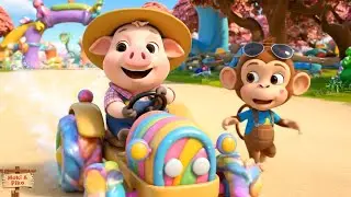 🦕❄️Lost Baby DINOSAURon CANDY Island! Moki & Piko&rsquo;s Big Snow Rescue Adventure | Monkey Farm 🐵✨