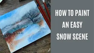 very easy winter landscape painting using watercolour step by step art tutorial