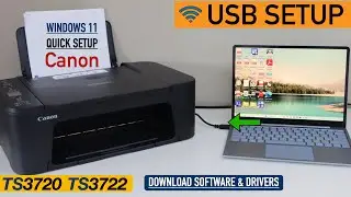 Настройка Canon Pixma TS3720 USB для Win11, подключение USB-кабеля и печать или сканирование прин...