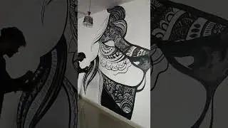 Wall Art at 5 star Restaurant  Refrence taken from Pinterest ✨ #art #wallart #painting #walldesign