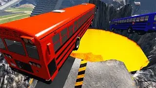 TOP 100 School Bus Crashes & Jumps Part 4 - BeamNG Drive | BeamNG-Destruction