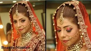 Indian Bridal Makeup - Red And Gold Royal look - Complete Hair And Makeup