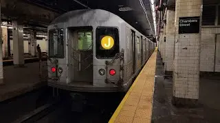 R179 J train meets a R42 at Chambers  Street - 2024.